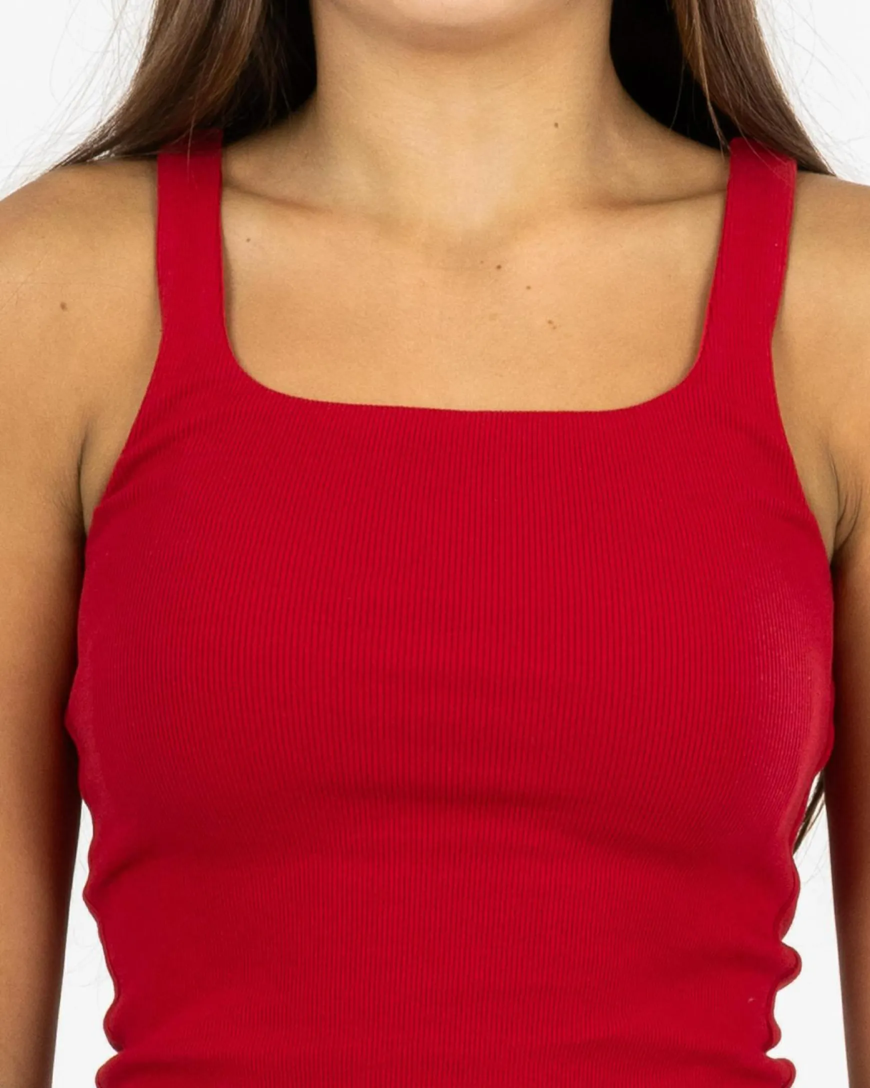 Girls' Basic Square Neck Rib Tank Top
