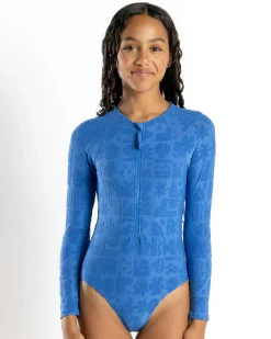 Girls' Beach Check Long Sleeve Surfsuit