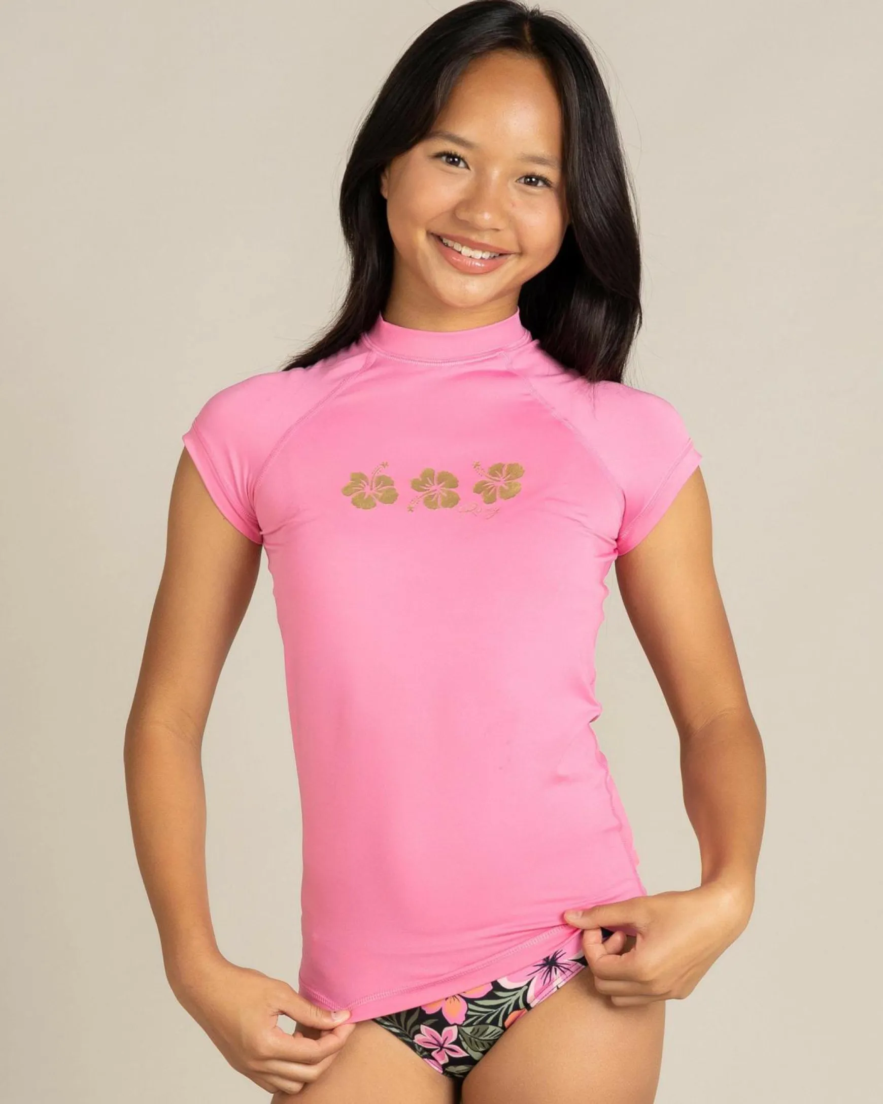 Girls' Beach Vibing Hibiscus Rash Vest