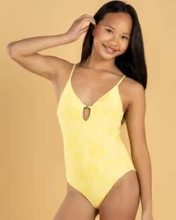 Girls' Hibiscus Scrunch One Piece Swimsuit