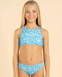 Girls' Malibu Blue Flaura Crop Bikini Set