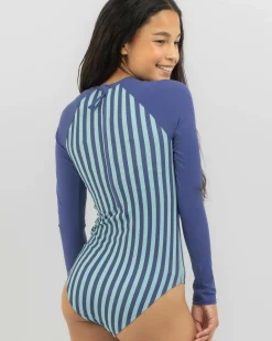 Girls' Serenity Stripe Long Sleeve Surfsuit