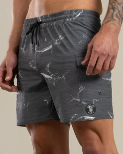 Grey Surge Elastic Waist Board Shorts