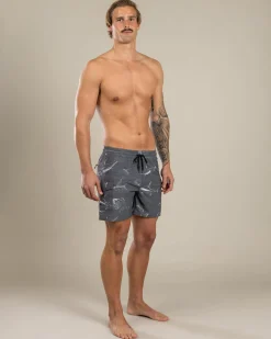 Grey Surge Elastic Waist Board Shorts