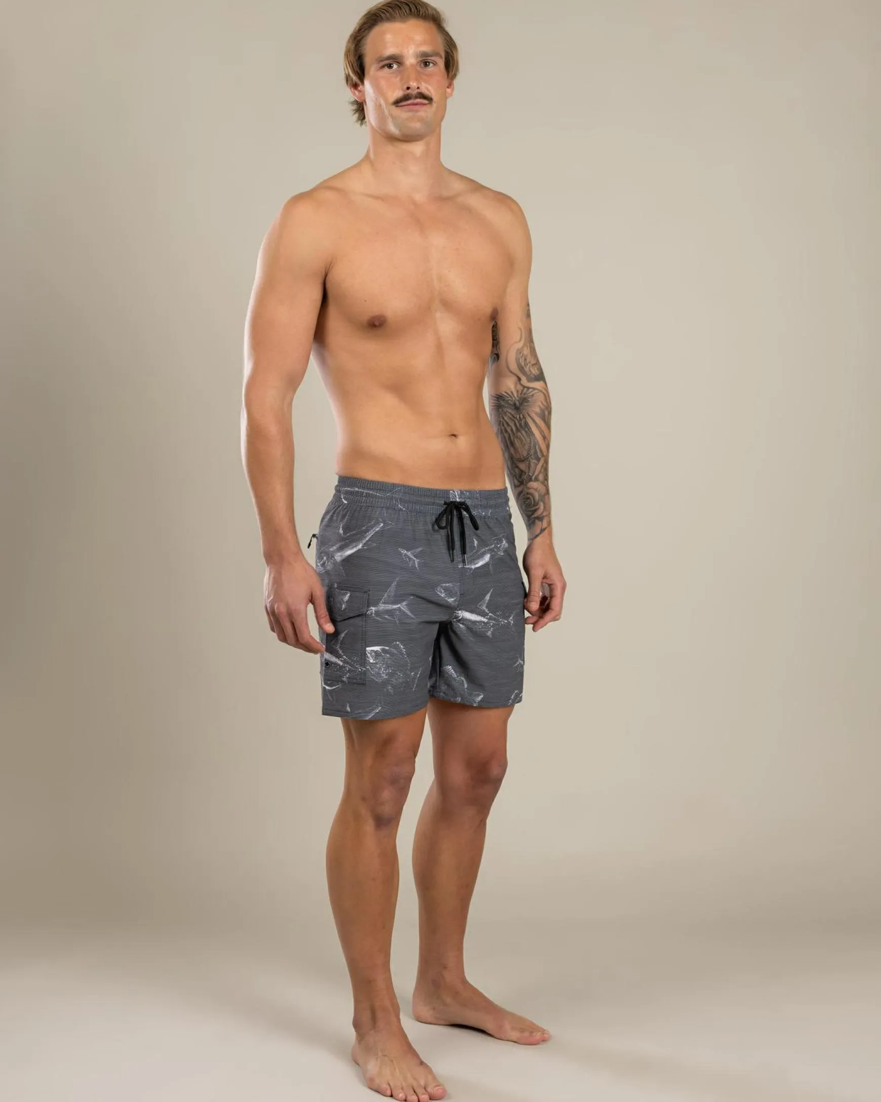Grey Surge Elastic Waist Board Shorts