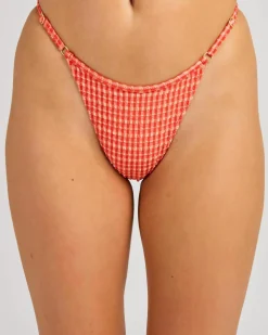 Lola Check Adjustable High Cut String Bikini Bottom