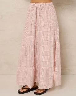 Lola Checked Tiered Maxi Skirt