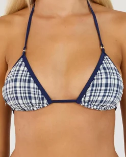 London Check Sliding Triangle Bikini Top