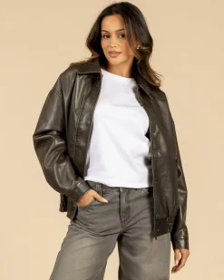 Maverick Faux Leather Bomber Jacket