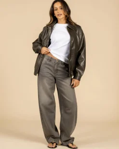 Maverick Faux Leather Bomber Jacket