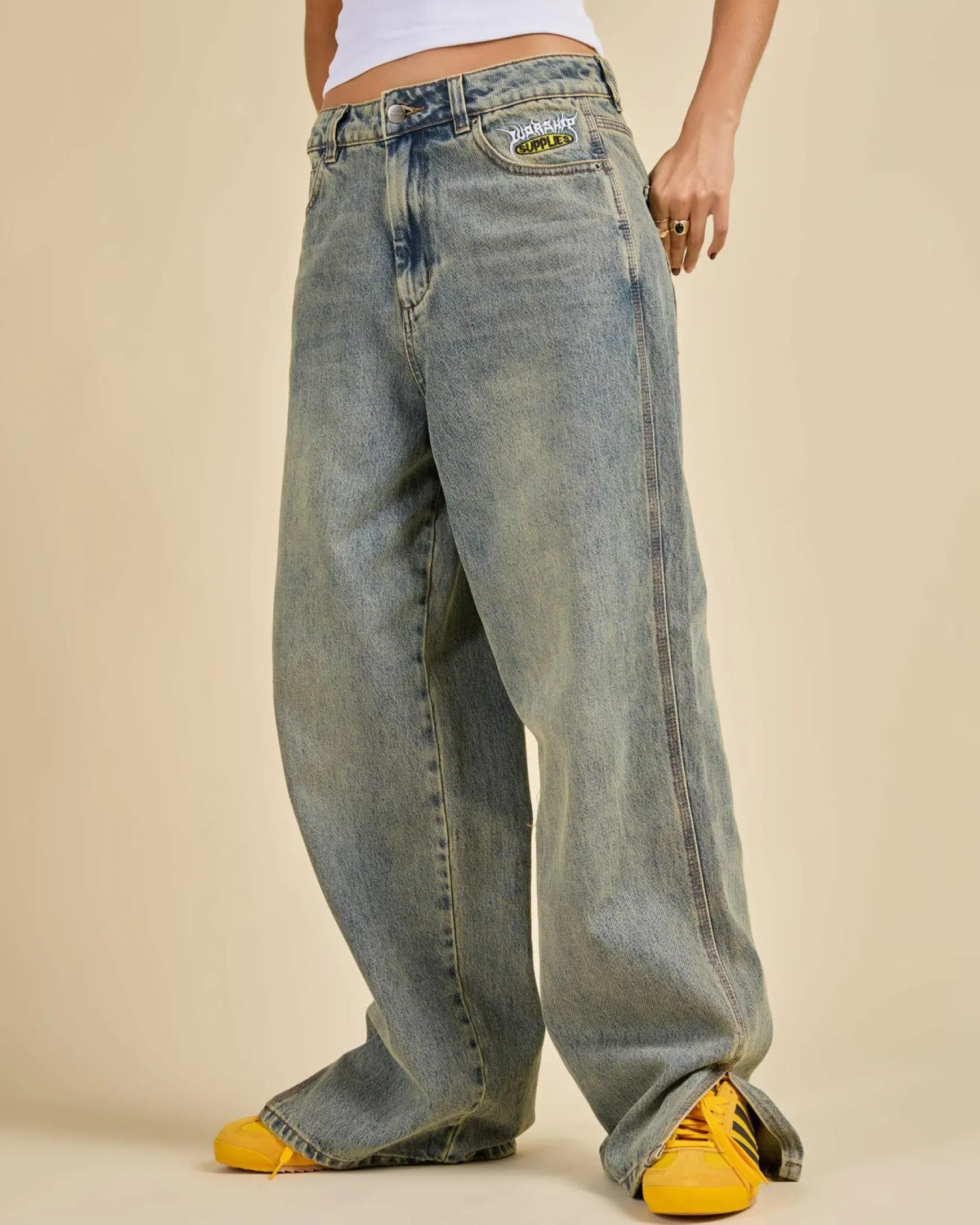 Messenger Bag Baggy Split Jeans