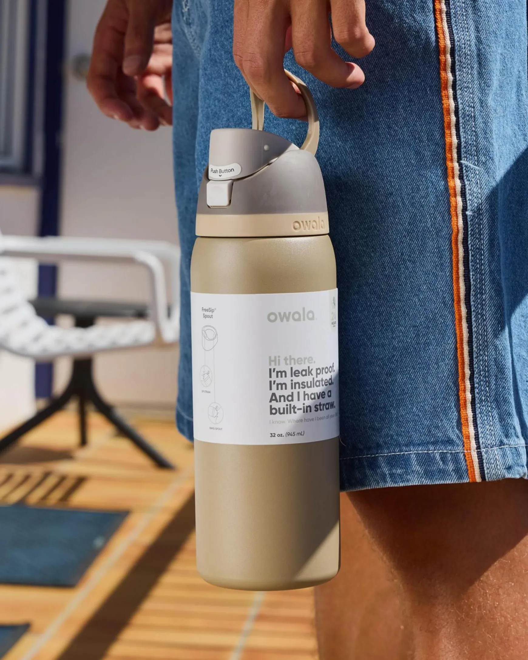 32oz FreeSip Stainless Steel Water Bottle