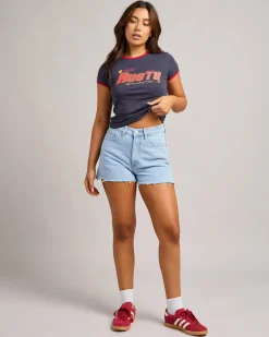 Penny Kick Flare Denim Shorts