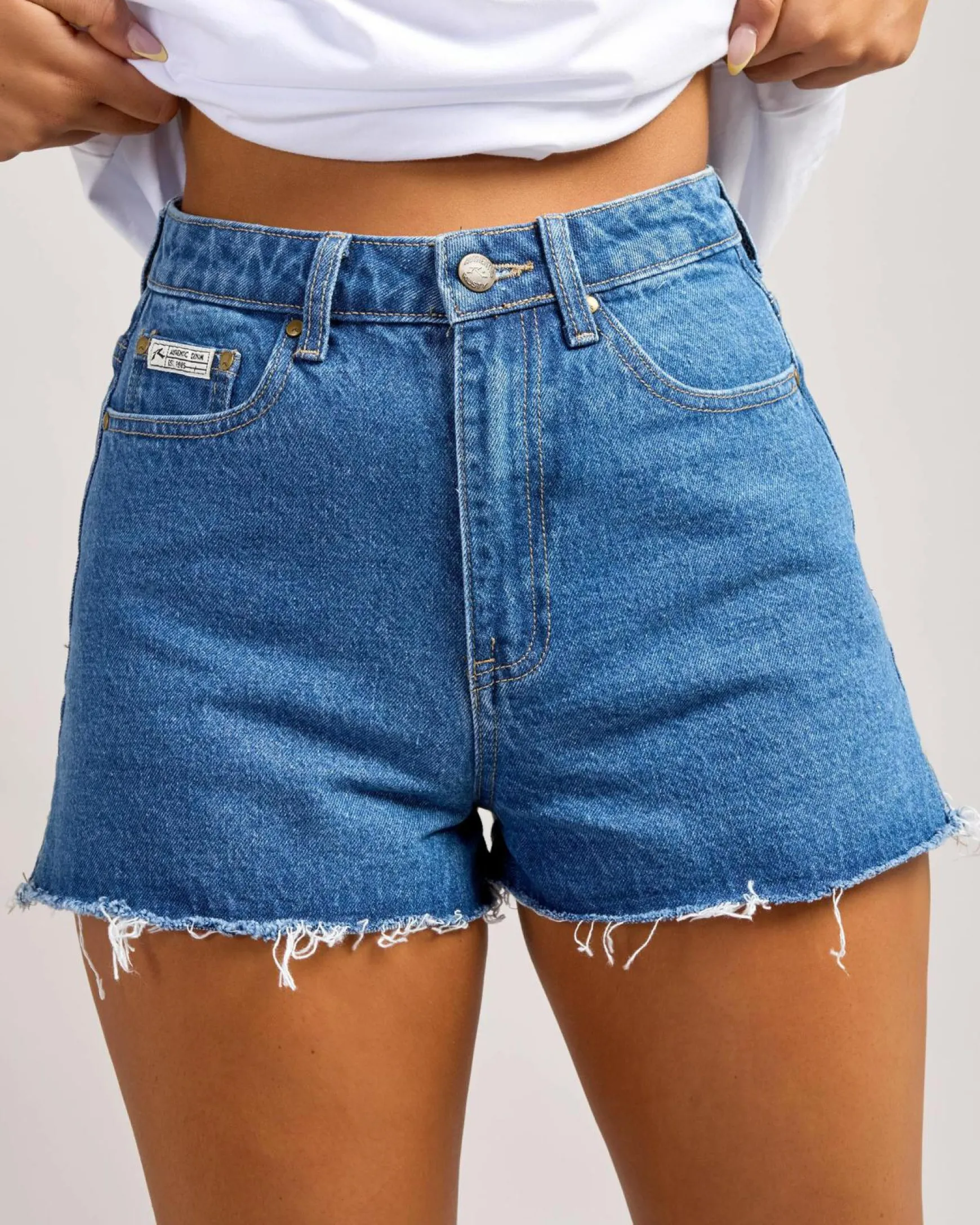 Penny Kick Flare Denim Shorts