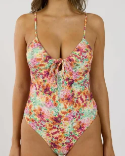 Sierra Floral Tie Front One Piece Swimsuit