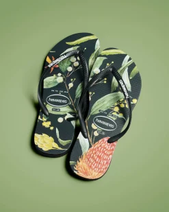 Slim Fauna Bush Flower Thongs