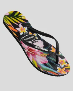 Slim Floral Palm Thongs