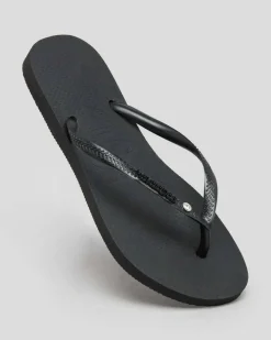 Slim Metal Logo Crystal Thongs