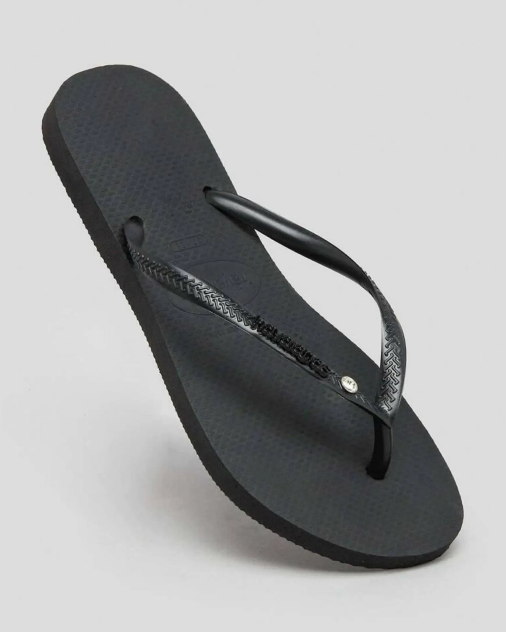 Slim Metal Logo Crystal Thongs