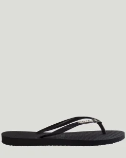 Slim Metal Logo Crystal Thongs