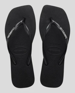 Slim Square Metal Logo Thongs