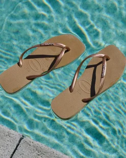 Slim Square Metal Logo Thongs