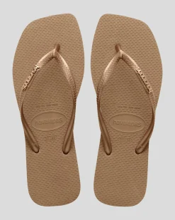 Slim Square Metal Logo Thongs