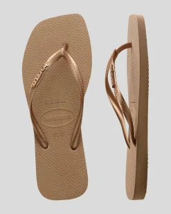 Slim Square Metal Logo Thongs