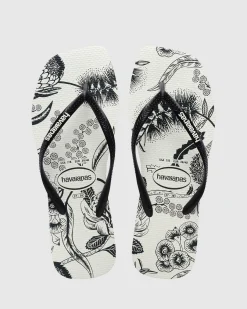 Slim Square Printed Flower Thongs