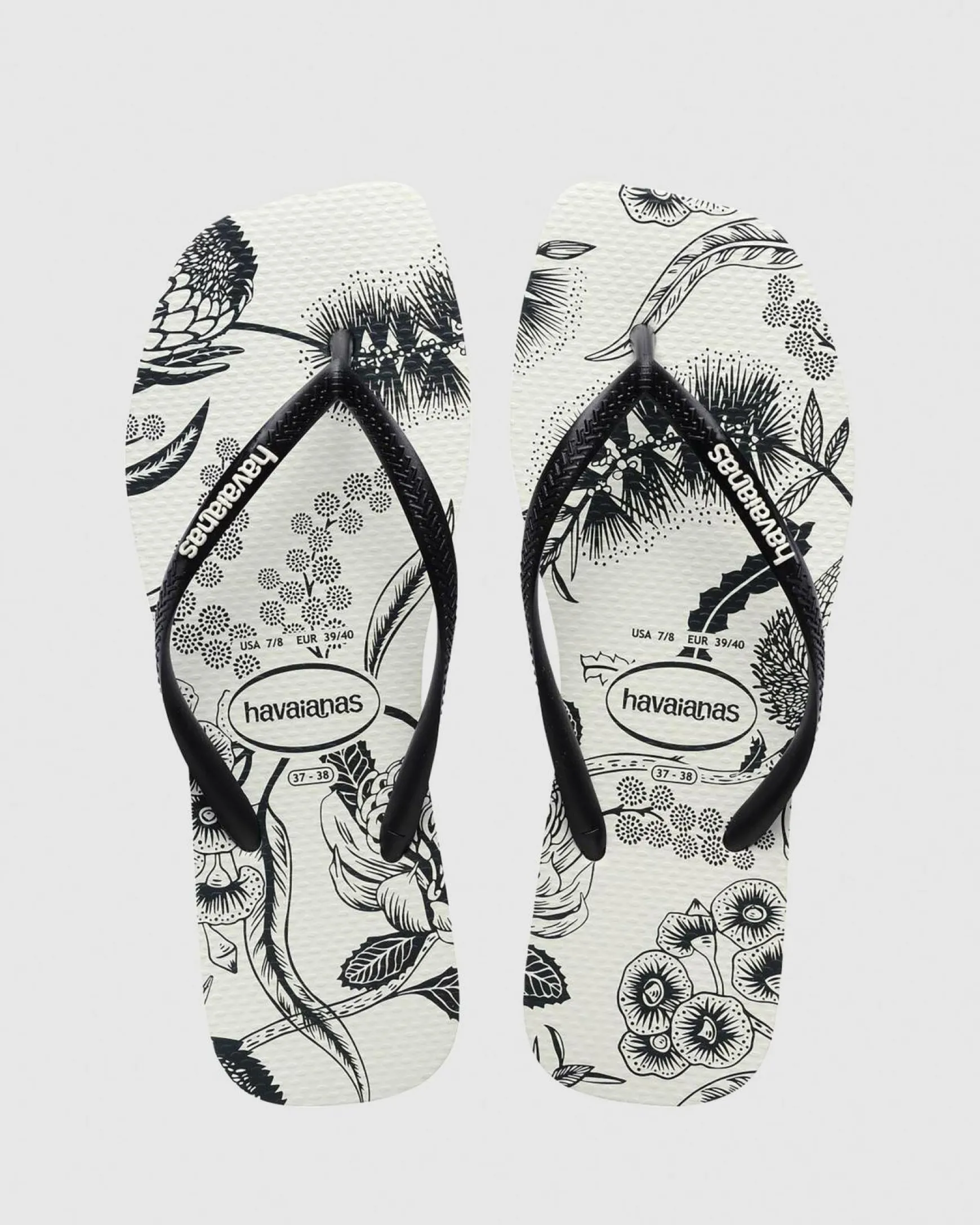 Slim Square Printed Flower Thongs