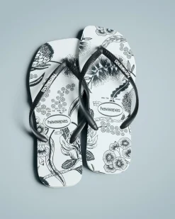 Slim Square Printed Flower Thongs