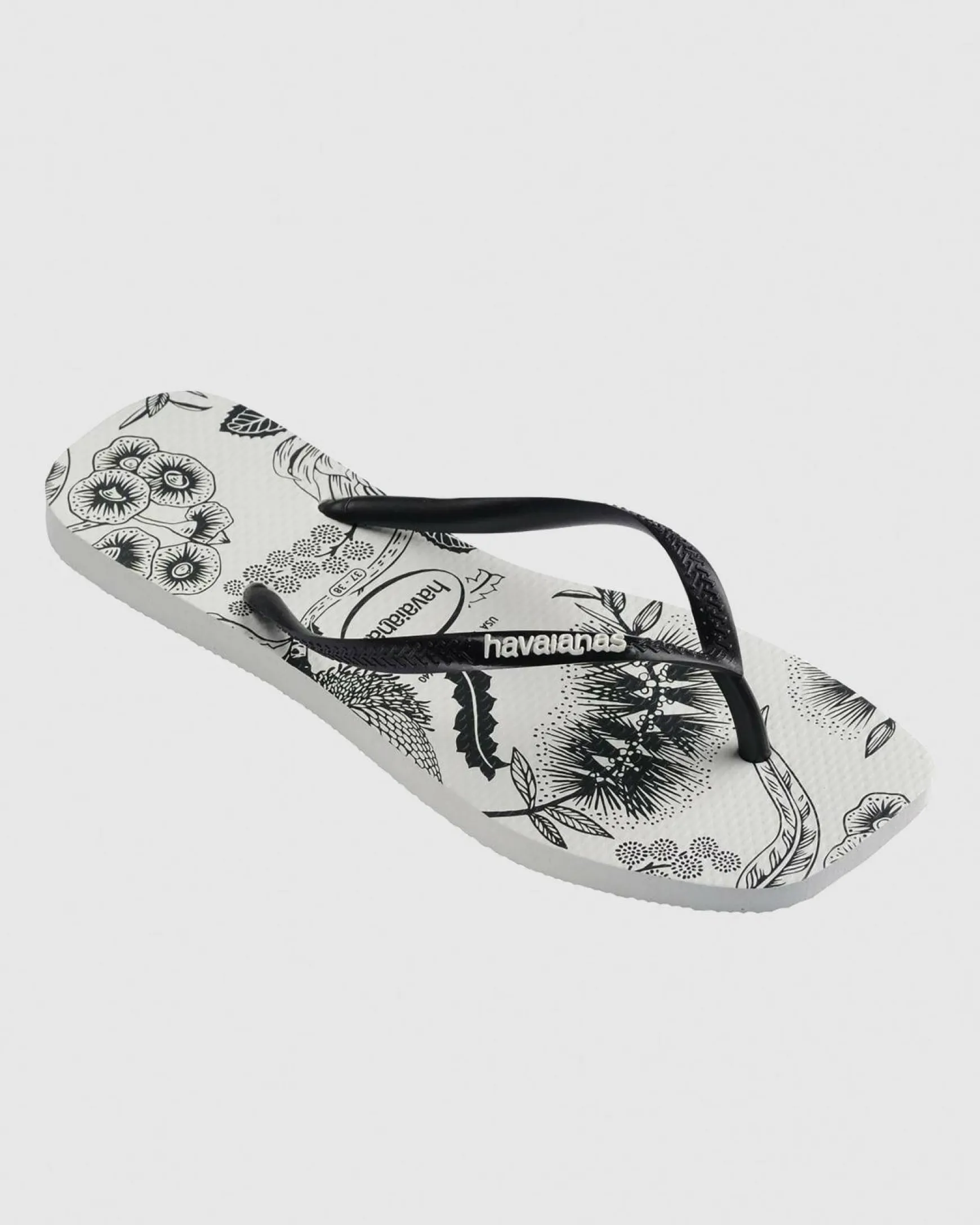 Slim Square Printed Flower Thongs