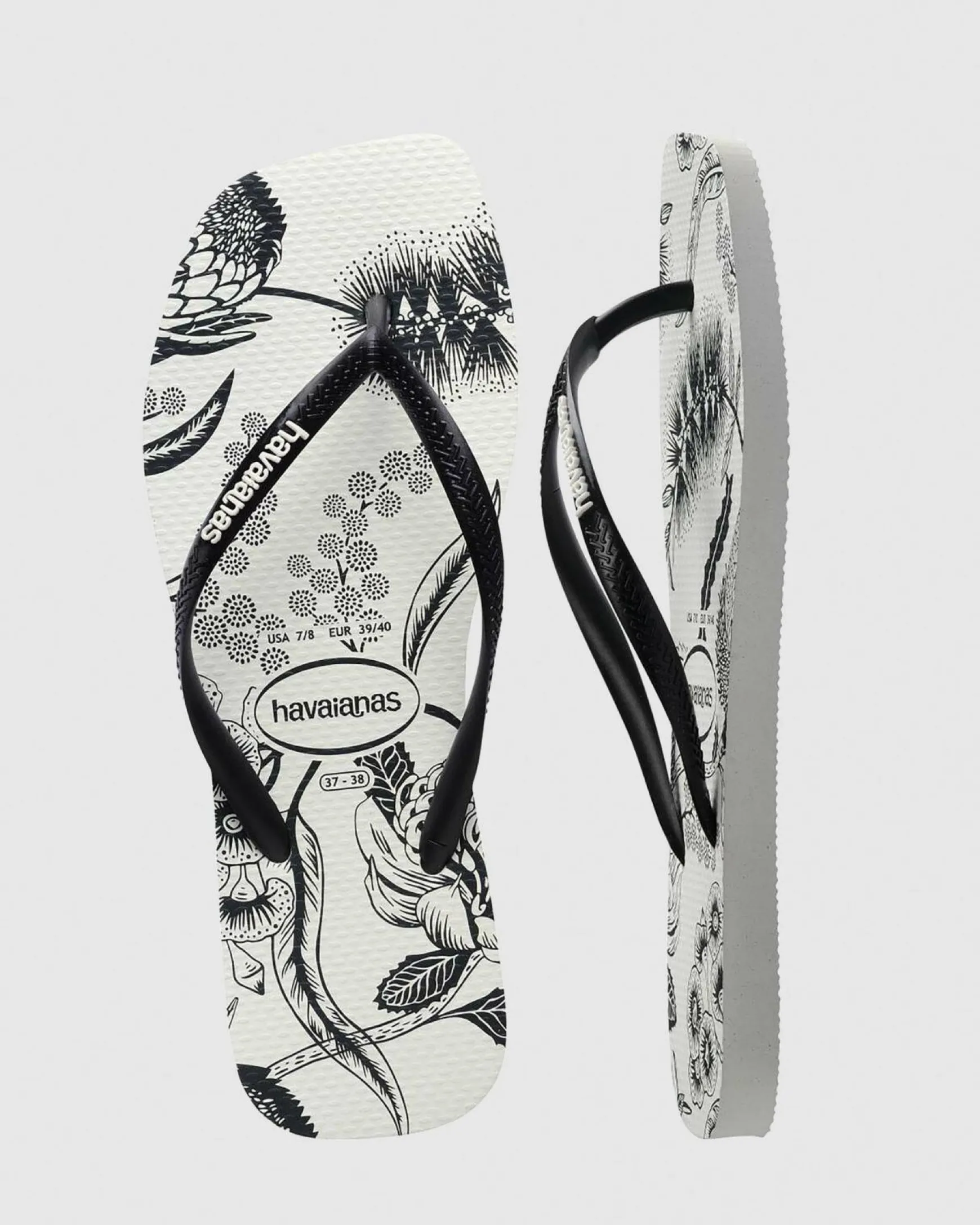 Slim Square Printed Flower Thongs