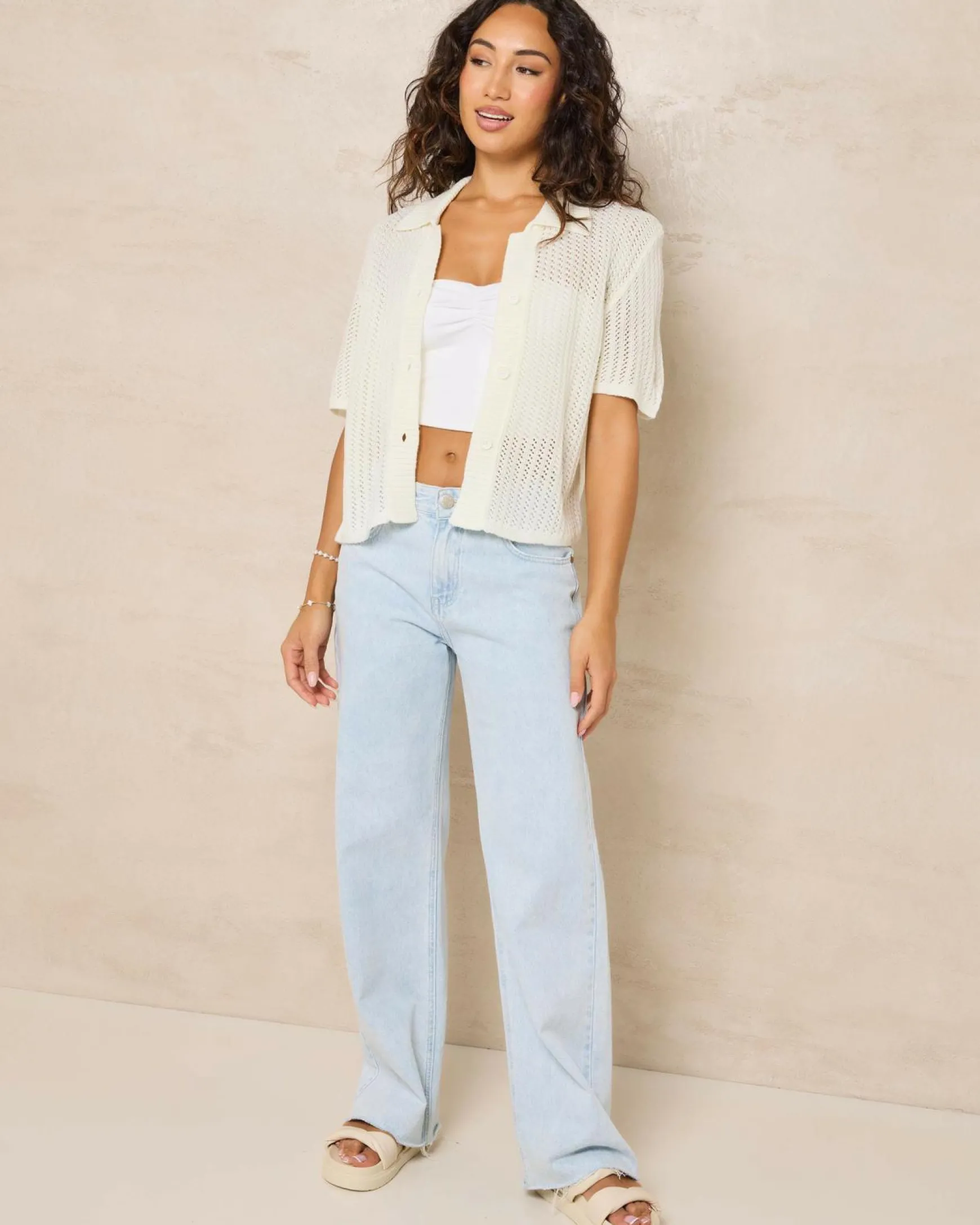 South Beach Crochet Short Sleeve Shirt