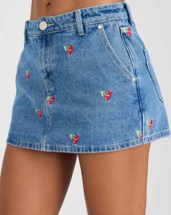 Sunday Cherry Denim Skort