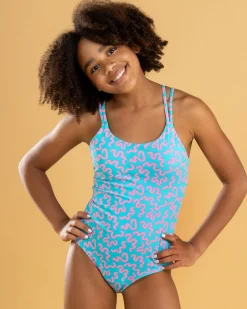 Teen Swimwear Cross Back One Piece Swimsuit