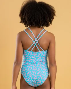 Teen Swimwear Cross Back One Piece Swimsuit
