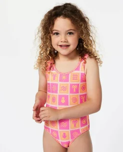 Toddler's Floral Reversible One Piece Swimsuit