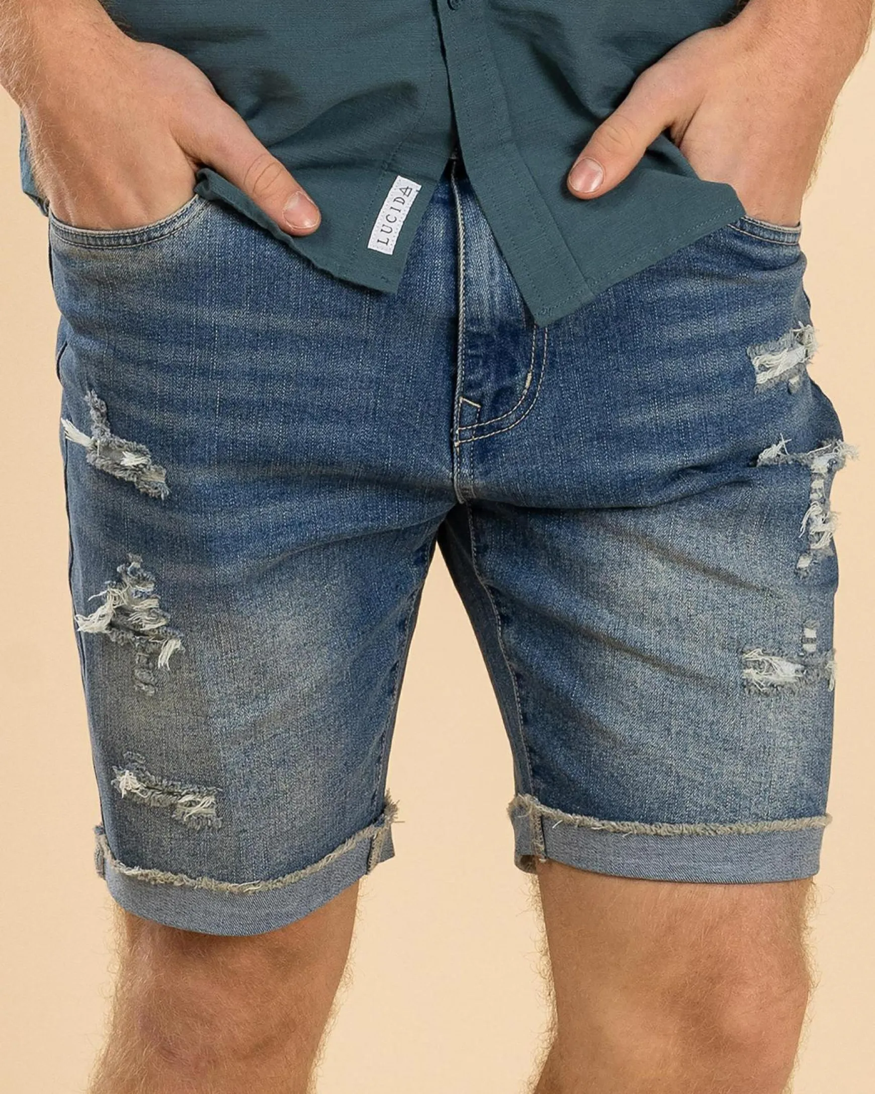 Torn Denim Walk Shorts