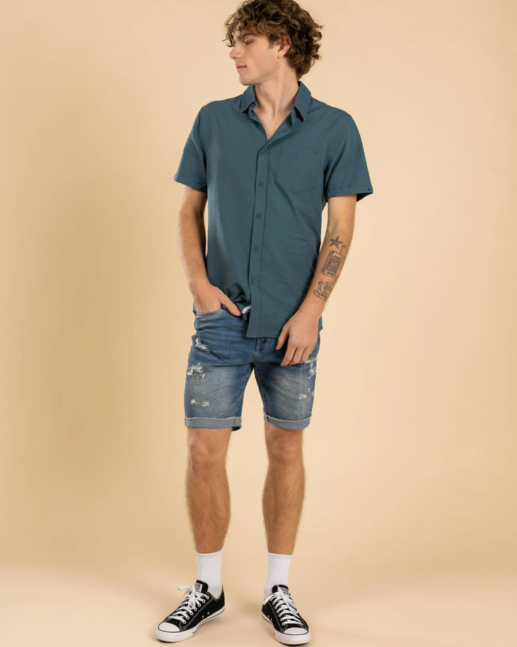 Torn Denim Walk Shorts