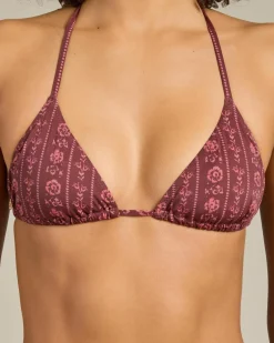 Vintage Floral Slide Tri Bikini Top