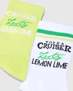 Vodka Cruiser Zesty Lemon Lime Sneaker Sock 2 Pack
